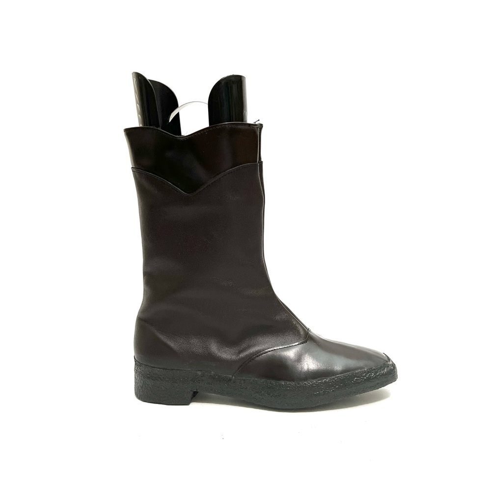Vintage 1970s womens deadstock brown vinyl faux fur shearling lined winter boots